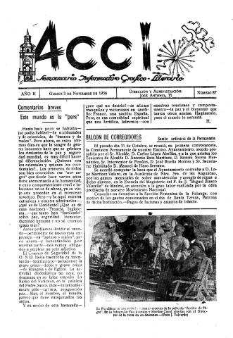 'Acci  : seminario informativo grafico - literario' - Año II Número 87  - 1956 noviembre 3