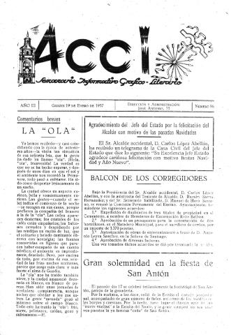 'Acci  : seminario informativo grafico - literario' - Año III Número 98  - 1957 enero 19