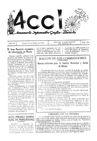 'Acci  : seminario informativo grafico - literario' - Año III Número 106  - 1957 marzo 16