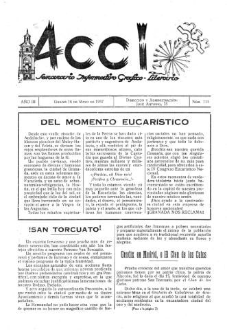 'Acci  : seminario informativo grafico - literario' - Año III Número 115  - 1957 mayo 18