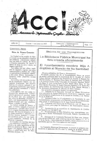 'Acci  : seminario informativo grafico - literario' - Año III Número 117  - 1957 junio 1
