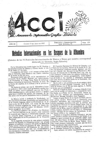 'Acci  : seminario informativo grafico - literario' - Año III Número 123  - 1957 julio 13