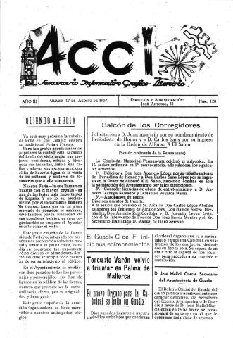 'Acci  : seminario informativo grafico - literario' - Año III Número 128  - 1957 agosto 17