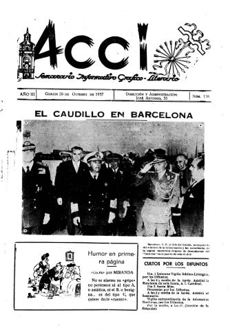 'Acci  : seminario informativo grafico - literario' - Año III Número 138  - 1957 octubre 26