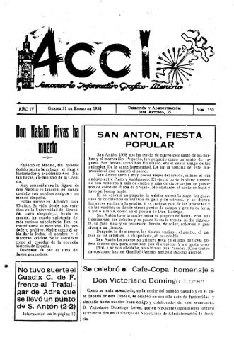 'Acci  : seminario informativo grafico - literario' - Año IV Número 150  - 1958 enero 21