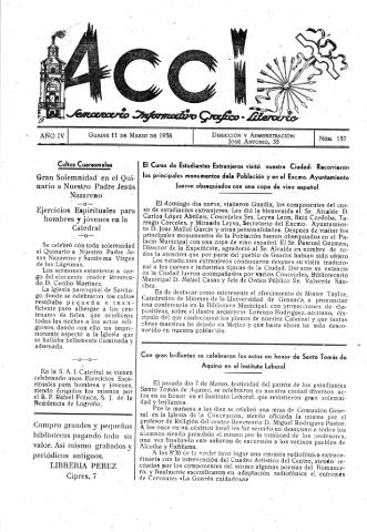 'Acci  : seminario informativo grafico - literario' - Año IV Número 157  - 1958 marzo 11