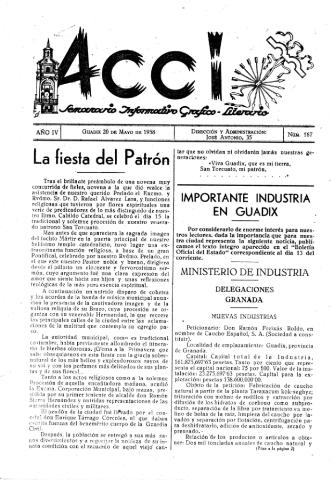 'Acci  : seminario informativo grafico - literario' - Año IV Número 167  - 1958 mayo 20