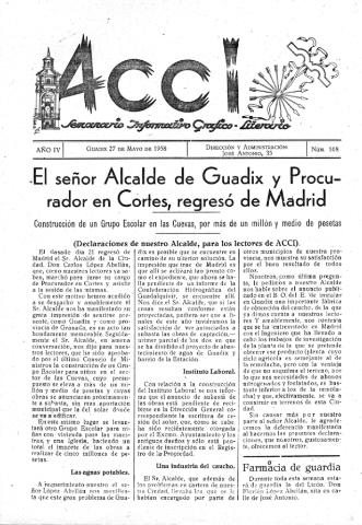 'Acci  : seminario informativo grafico - literario' - Año IV Número 168  - 1958 mayo 27