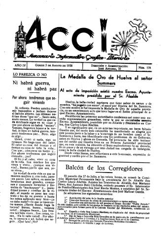 'Acci  : seminario informativo grafico - literario' - Año IV Número 178  - 1958 agosto 5
