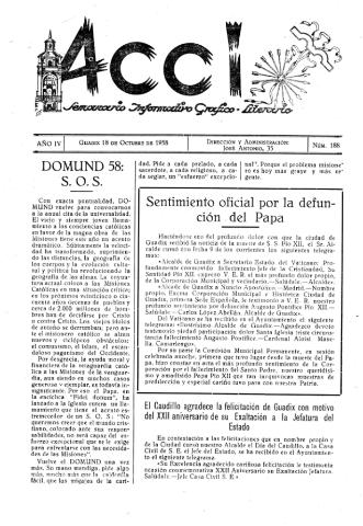 'Acci  : seminario informativo grafico - literario' - Año IV Número 188  - 1958 octubre 18