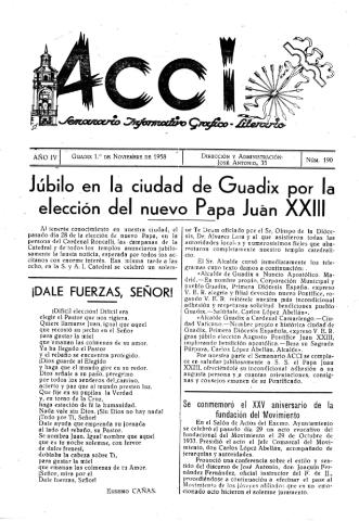 'Acci  : seminario informativo grafico - literario' - Año IV Número 190  - 1958 noviembre 1