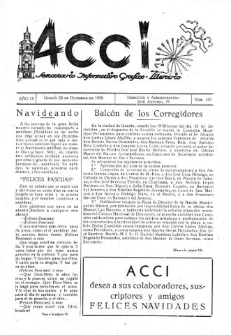 'Acci  : seminario informativo grafico - literario' - Año IV Número 197  - 1958 diciembre 20