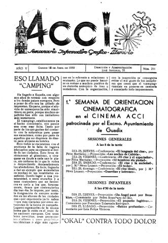 'Acci  : seminario informativo grafico - literario' - Año V Número 211  - 1959 abril 18