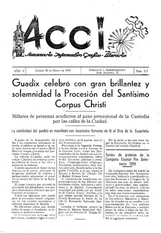 'Acci  : seminario informativo grafico - literario' - Año V Número 215  - 1959 mayo 30