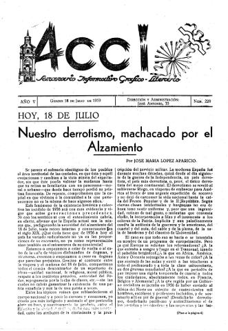 'Acci  : seminario informativo grafico - literario' - Año V Número 220  - 1959 julio 18