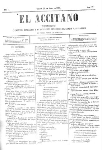 'El accitano  : periódico científico, literario y de intereses generales de Guadix y su partido' - Año II Número 27  - 1892 abril 24