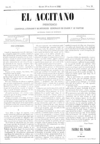 'El accitano  : periódico científico, literario y de intereses generales de Guadix y su partido' - Año II Número 38  - 1892 julio 10