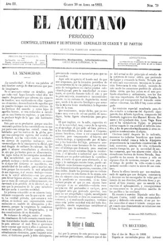 'El accitano  : periódico científico, literario y de intereses generales de Guadix y su partido' - Año III Número 79  - 1893 abril 30