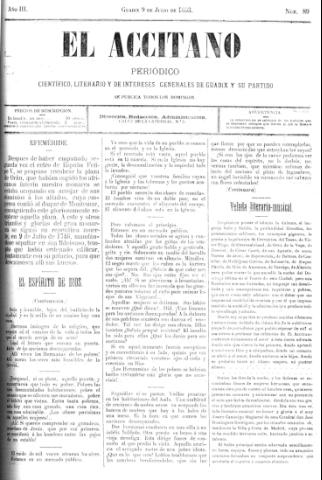 'El accitano  : periódico científico, literario y de intereses generales de Guadix y su partido' - Año III Número 89  - 1893 julio 9