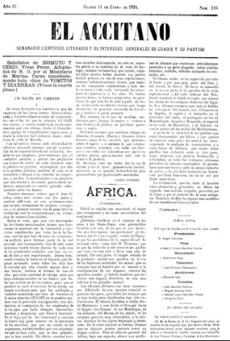 'El accitano  : periódico científico, literario y de intereses generales de Guadix y su partido' - Año IV Número 116  - 1894 enero 14