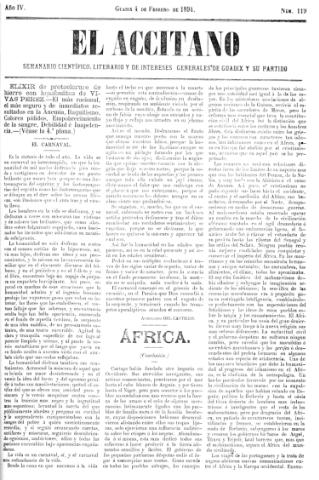 'El accitano  : periódico científico, literario y de intereses generales de Guadix y su partido' - Año IV Número 119  - 1894 febrero 4