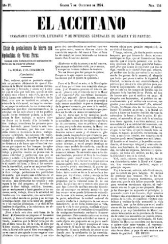 'El accitano  : periódico científico, literario y de intereses generales de Guadix y su partido' - Año IV Número 154  - 1894 octubre 7