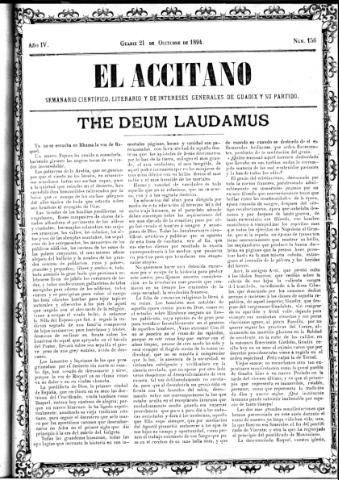 'El accitano  : periódico científico, literario y de intereses generales de Guadix y su partido' - Año IV Número 156  - 1894 octubre 21