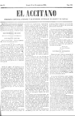 'El accitano  : periódico científico, literario y de intereses generales de Guadix y su partido' - Año IV Número 165  - 1894 diciembre 23