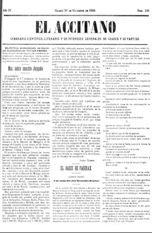 'El accitano  : periódico científico, literario y de intereses generales de Guadix y su partido' - Año IV Número 166  - 1894 diciembre 30