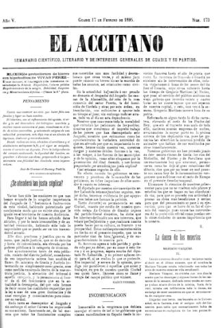 'El accitano  : periódico científico, literario y de intereses generales de Guadix y su partido' - Año V Número 173  - 1895 febrero 17