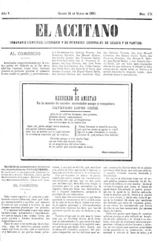 'El accitano  : periódico científico, literario y de intereses generales de Guadix y su partido' - Año V Número 178  - 1895 marzo 24