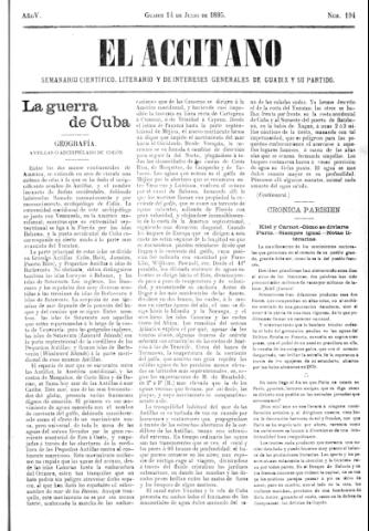 'El accitano  : periódico científico, literario y de intereses generales de Guadix y su partido' - Año V Número 194  - 1895 julio 14