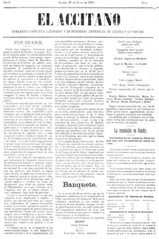 'El accitano  : periódico científico, literario y de intereses generales de Guadix y su partido' - Año V Número 196  - 1895 julio 28