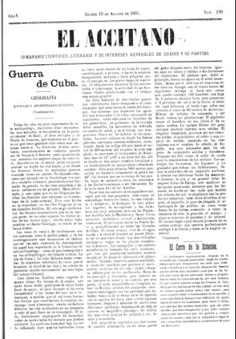 'El accitano  : periódico científico, literario y de intereses generales de Guadix y su partido' - Año V Número 199  - 1895 agosto 19