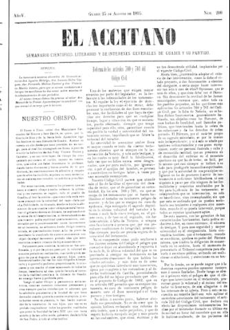 'El accitano  : periódico científico, literario y de intereses generales de Guadix y su partido' - Año V Número 200  - 1895 agosto 25