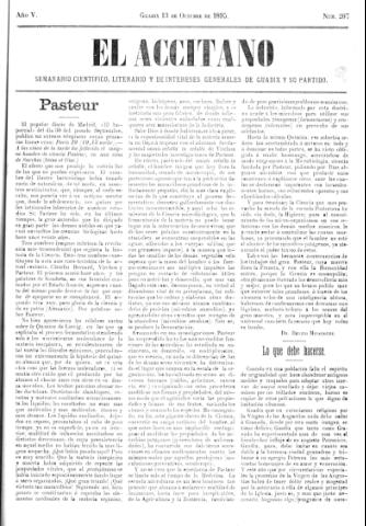 'El accitano  : periódico científico, literario y de intereses generales de Guadix y su partido' - Año V Número 207  - 1895 octubre 13