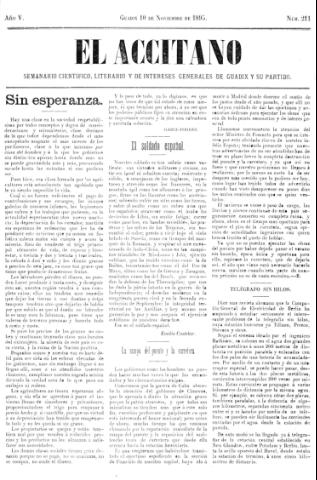 'El accitano  : periódico científico, literario y de intereses generales de Guadix y su partido' - Año V Número 211  - 1895 noviembre 10