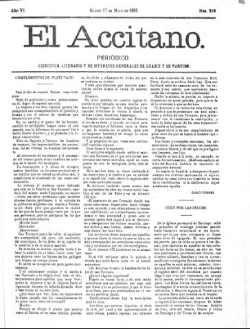 'El accitano  : periódico científico, literario y de intereses generales de Guadix y su partido' - Año VI Número 240  - 1896 mayo 17