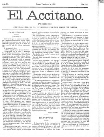 'El accitano  : periódico científico, literario y de intereses generales de Guadix y su partido' - Año VI Número 243  - 1896 junio 7