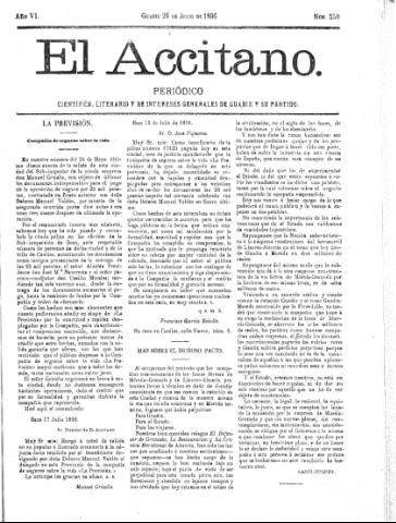 'El accitano  : periódico científico, literario y de intereses generales de Guadix y su partido' - Año VI Número 250  - 1896 julio 26