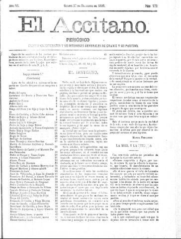 'El accitano  : periódico científico, literario y de intereses generales de Guadix y su partido' - Año VI Número 272  - 1896 diciembre 27