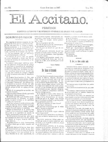 'El accitano  : periódico científico, literario y de intereses generales de Guadix y su partido' - Año VII Número 284  - 1897 abril 4