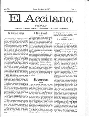 'El accitano  : periódico científico, literario y de intereses generales de Guadix y su partido' - Año VII Número 288  - 1897 mayo 2