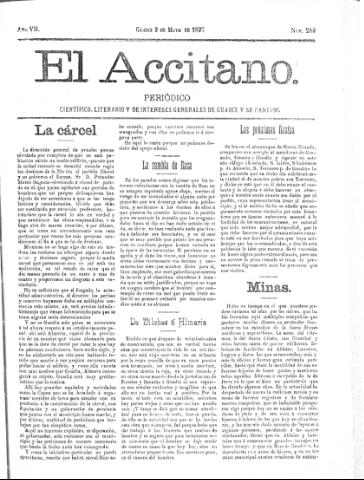 'El accitano  : periódico científico, literario y de intereses generales de Guadix y su partido' - Año VII Número 289  - 1897 mayo 9