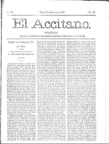 'El accitano  : periódico científico, literario y de intereses generales de Guadix y su partido' - Año VII Número 307  - 1897 septiembre 12