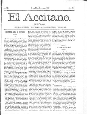 'El accitano  : periódico científico, literario y de intereses generales de Guadix y su partido' - Año VII Número 311  - 1897 octubre 10