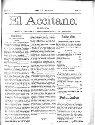 'El accitano  : periódico científico, literario y de intereses generales de Guadix y su partido' - Año VIII Número 326  - 1898 enero 23