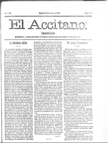 'El accitano  : periódico científico, literario y de intereses generales de Guadix y su partido' - Año VIII Número 327  - 1898 enero 30