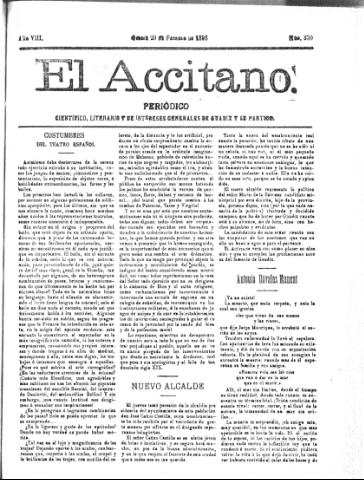 'El accitano  : periódico científico, literario y de intereses generales de Guadix y su partido' - Año VIII Número 330  - 1898 febrero 20