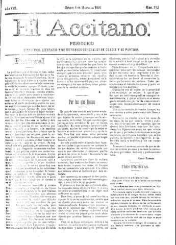 'El accitano  : periódico científico, literario y de intereses generales de Guadix y su partido' - Año VIII Número 332  - 1898 marzo 6